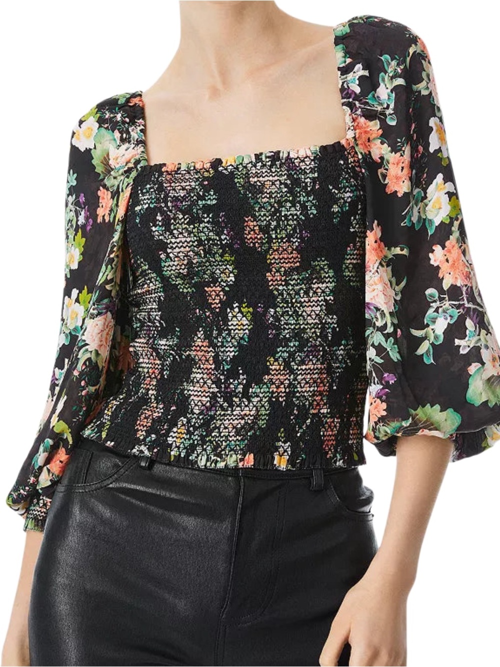 Alice + Olivia Cooper Smocked Top